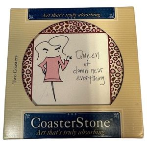 Coaster Stone | Two Coasters | Queen Of Damn Near Everything | Size O/S NIB